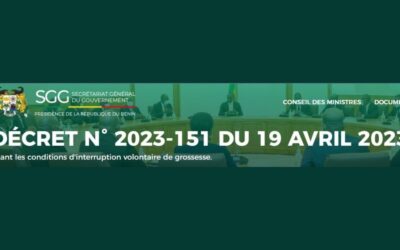 Le Gouvernement Béninois a adopté un décret fixant les conditions d’interruptions volontaires de grossesse.